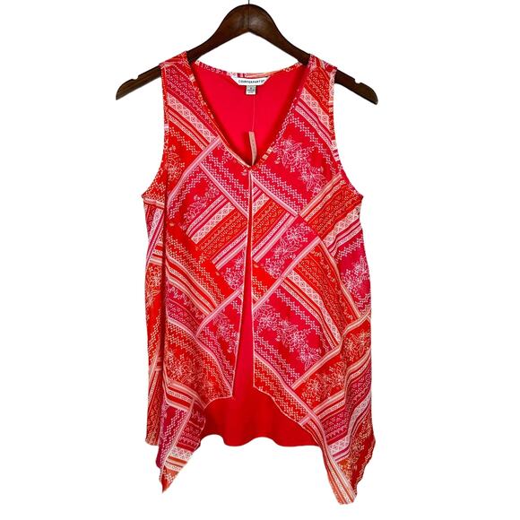 Counterparts | NWT Pink & Orange Layered Flyaway V-neck Sleeveless Tank Blouse - Picture 2 of 10